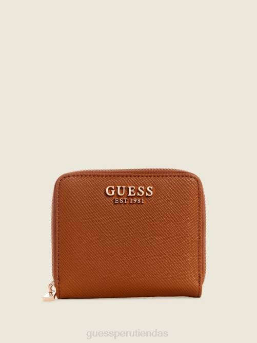 GUESS cartera laurel pequeña con cremallera alrededor mujer 0P8X3154 coñac ligero bolsas