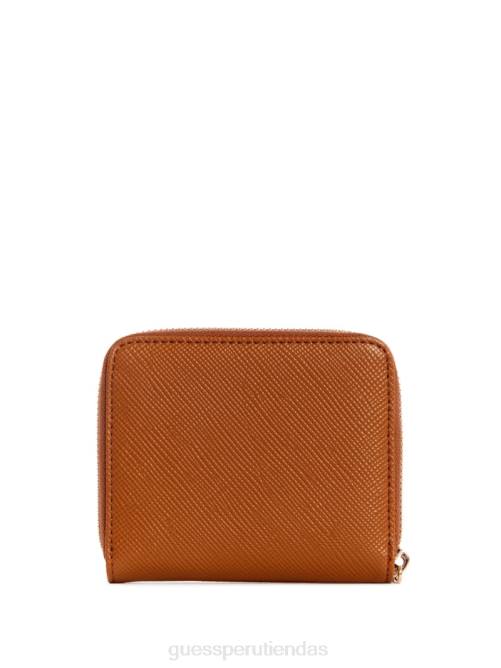 GUESS cartera laurel pequeña con cremallera alrededor mujer 0P8X3154 coñac ligero bolsas