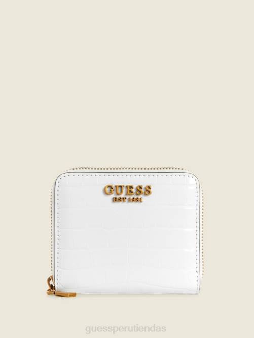 GUESS cartera laurel pequeña con cremallera alrededor mujer 0P8X3158 blanco multicolor bolsas