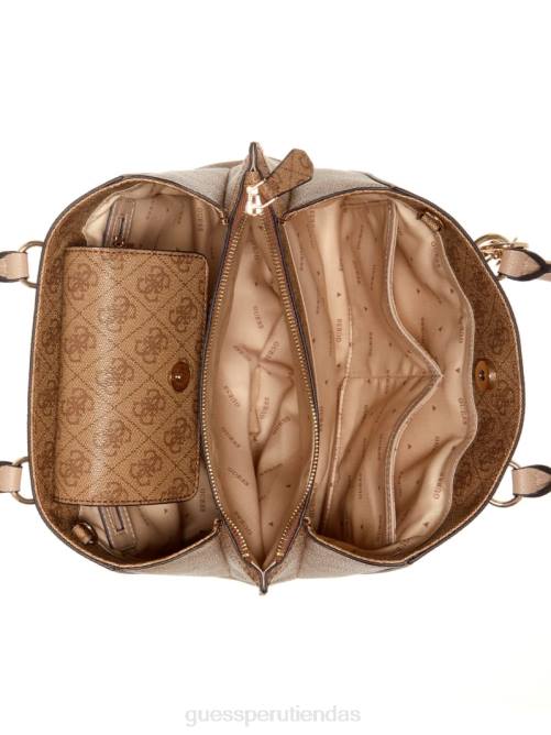 GUESS cartera novia noelle quattro g mujer 0P8X2931 logotipo de café con leche bolsas