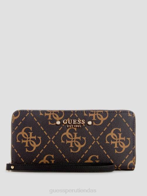 GUESS cartera rea ​​grande con cremallera alrededor mujer 0P8X3148 marrón múltiple bolsas