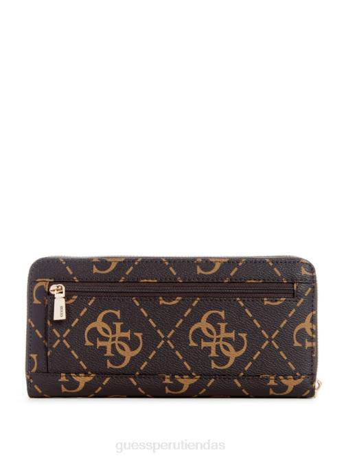 GUESS cartera rea ​​grande con cremallera alrededor mujer 0P8X3148 marrón múltiple bolsas