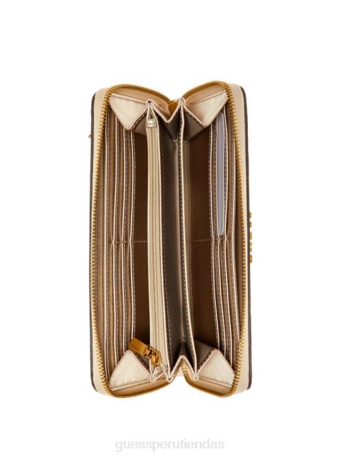 GUESS cartera rea ​​grande con cremallera alrededor mujer 0P8X3148 marrón múltiple bolsas