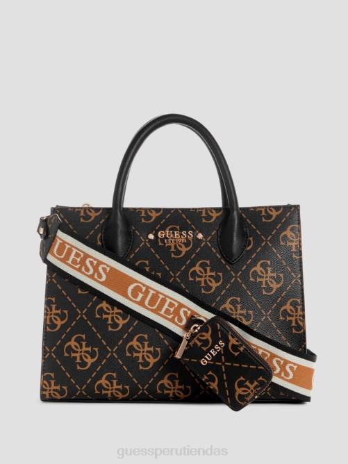 GUESS cartera rea ​​quattro g alta sociedad mujer 0P8X2843 marrón múltiple bolsas