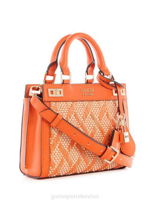 GUESS mini satchel katey de rafia mujer 0P8X2979 naranja bolsas