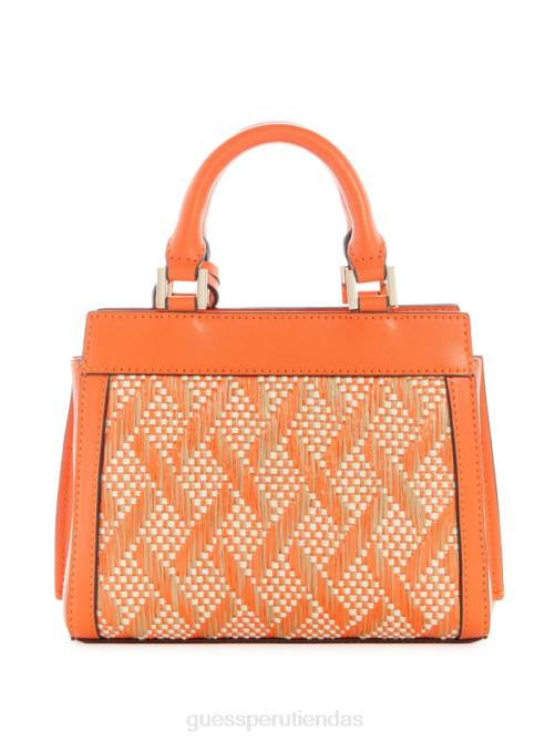 GUESS mini satchel katey de rafia mujer 0P8X2979 naranja bolsas