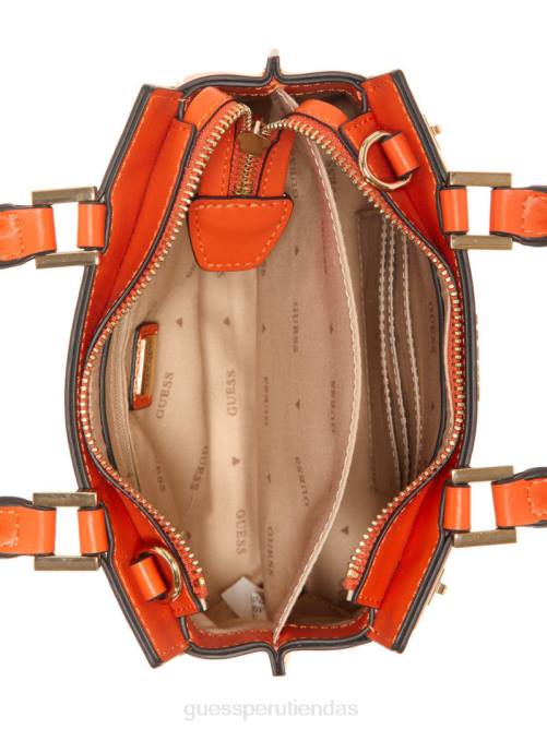 GUESS mini satchel katey de rafia mujer 0P8X2979 naranja bolsas
