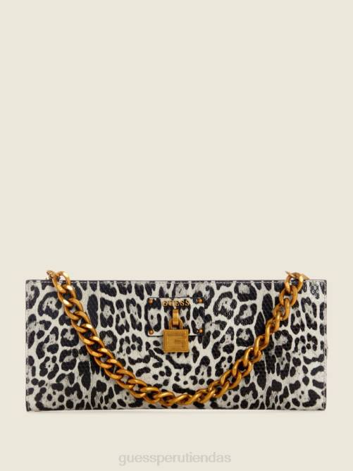 GUESS bolso de mano con estampado de leopardo mujer 0P8X2962 negro con punzón bolsas