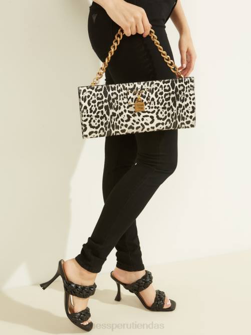 GUESS bolso de mano con estampado de leopardo mujer 0P8X2962 negro con punzón bolsas