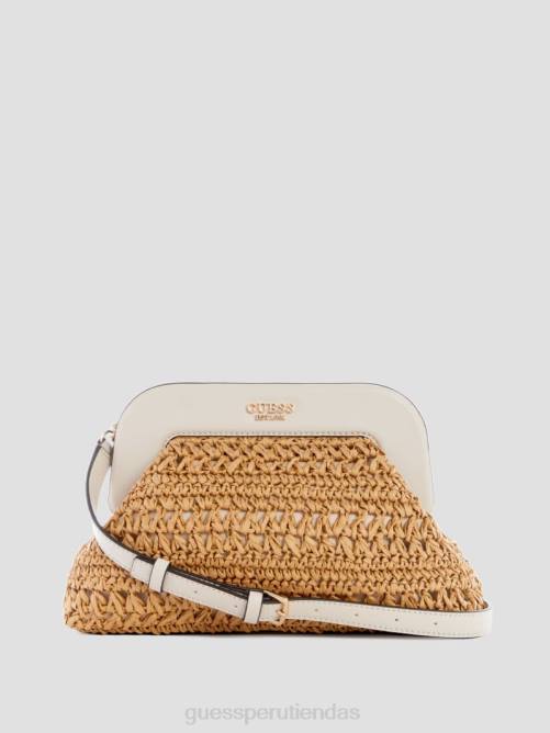 GUESS bolso de mano con marco de paja de crochet de liguria mujer 0P8X2911 blanco bolsas
