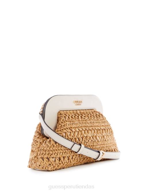 GUESS bolso de mano con marco de paja de crochet de liguria mujer 0P8X2911 blanco bolsas