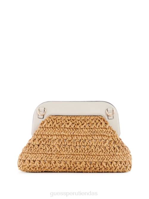 GUESS bolso de mano con marco de paja de crochet de liguria mujer 0P8X2911 blanco bolsas