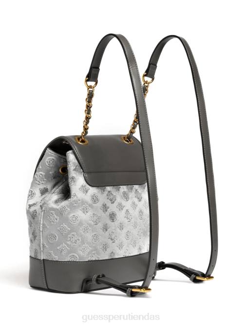 GUESS mochila kimi de terciopelo mujer 0P8X3212 oro rosa/gris humo bolsas