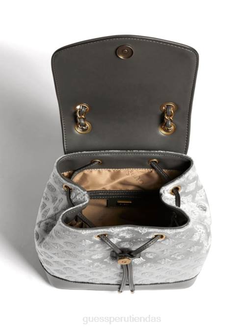 GUESS mochila kimi de terciopelo mujer 0P8X3212 oro rosa/gris humo bolsas