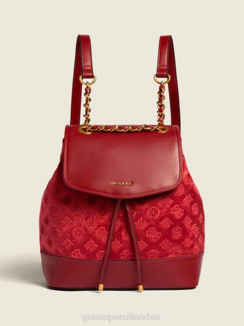 GUESS mochila kimi de terciopelo mujer 0P8X3216 lavado de pliegue auténtico negro bolsas