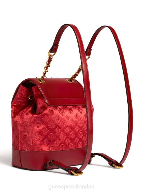 GUESS mochila kimi de terciopelo mujer 0P8X3216 lavado de pliegue auténtico negro bolsas