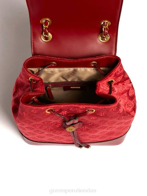 GUESS mochila kimi de terciopelo mujer 0P8X3216 lavado de pliegue auténtico negro bolsas