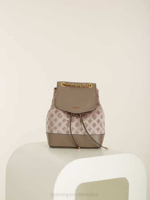 GUESS mochila kimi de terciopelo mujer 0P8X3218 gris pardo bolsas