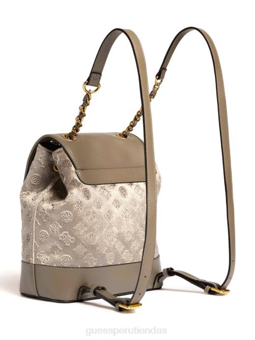 GUESS mochila kimi de terciopelo mujer 0P8X3218 gris pardo bolsas