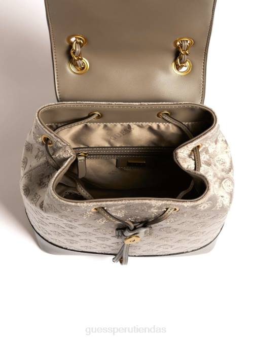 GUESS mochila kimi de terciopelo mujer 0P8X3218 gris pardo bolsas