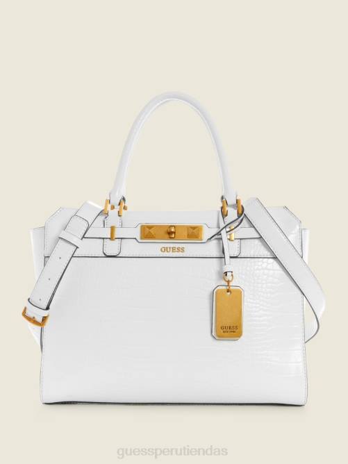 GUESS bolso de mano raffie con relieve de cocodrilo mujer 0P8X3269 blanco multicolor bolsas