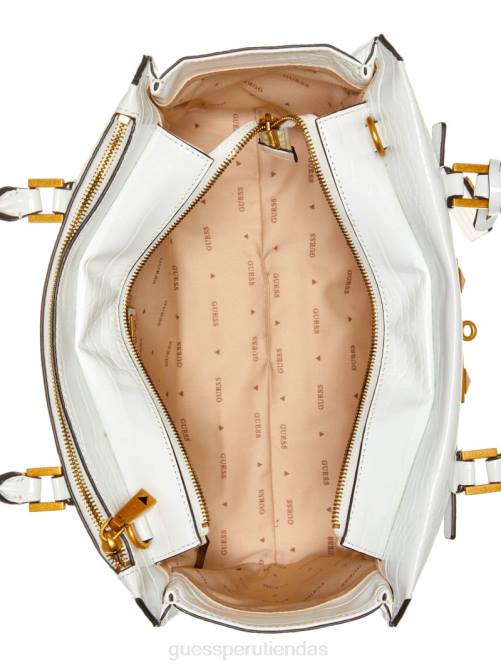 GUESS bolso de mano raffie con relieve de cocodrilo mujer 0P8X3269 blanco multicolor bolsas