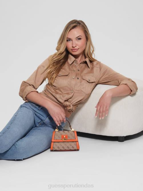 GUESS minibolso stephi en jacquard con logo mujer 0P8X2983 logotipo de café con leche/naranja bolsas