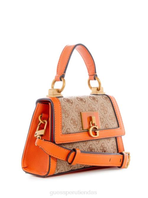 GUESS minibolso stephi en jacquard con logo mujer 0P8X2983 logotipo de café con leche/naranja bolsas
