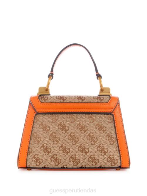 GUESS minibolso stephi en jacquard con logo mujer 0P8X2983 logotipo de café con leche/naranja bolsas