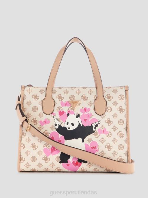 GUESS bolso de mano con diseño de panda y grafiti mujer 0P8X2873 lavado del cargador bolsas