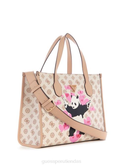 GUESS bolso de mano con diseño de panda y grafiti mujer 0P8X2873 lavado del cargador bolsas