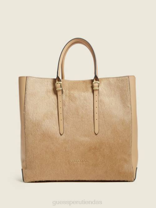 GUESS bolso de mano de cuero de lujo para dama mujer 0P8X3083 desbordamiento beige bolsas