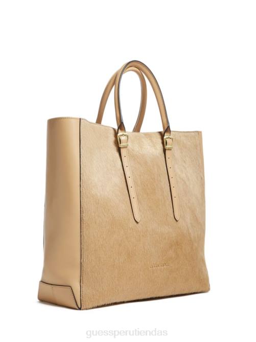 GUESS bolso de mano de cuero de lujo para dama mujer 0P8X3083 desbordamiento beige bolsas