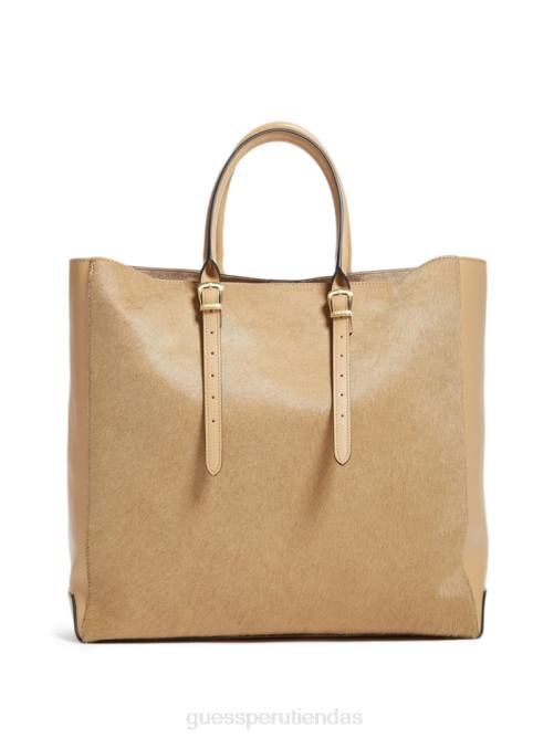 GUESS bolso de mano de cuero de lujo para dama mujer 0P8X3083 desbordamiento beige bolsas