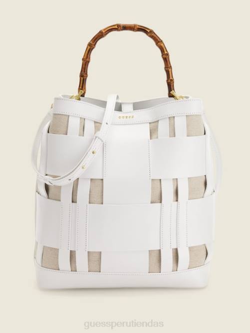 GUESS bolso hobo aida de piel tejida mujer 0P8X2838 blanco multicolor bolsas