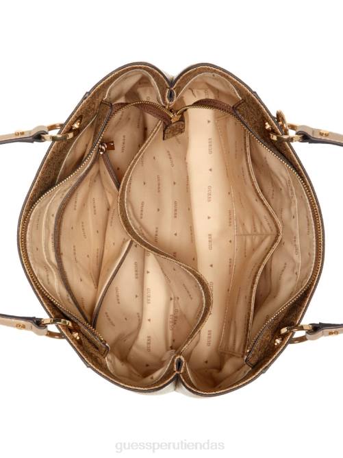 GUESS bolso noelle quattro g noel mujer 0P8X3232 logotipo de café con leche bolsas