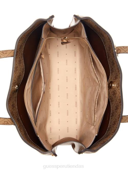 GUESS bolso shopper meridian quattro g mujer 0P8X3077 logotipo de café con leche bolsas