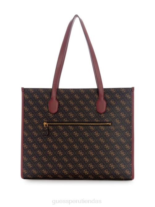 GUESS bolso shopper silvana con logo mujer 0P8X3241 logotipo marrón/merlot bolsas