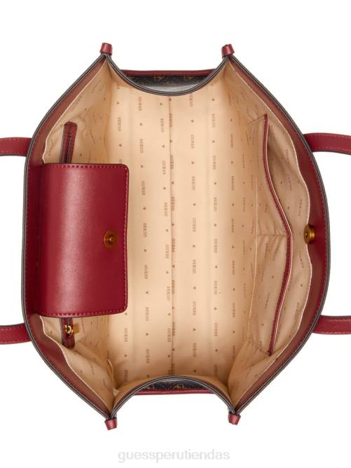 GUESS bolso shopper silvana con logo mujer 0P8X3241 logotipo marrón/merlot bolsas