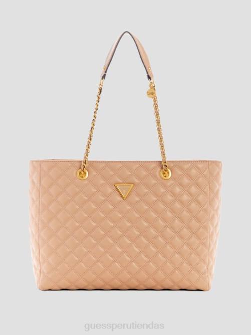 GUESS bolso tote acolchado giully mujer 0P8X3101 desbordamiento beige bolsas