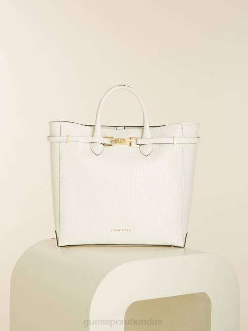 GUESS bolso tote cristina de piel de cocodrilo mujer 0P8X3082 Marfil bolsas