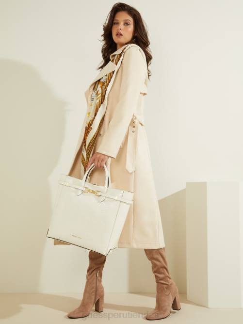 GUESS bolso tote cristina de piel de cocodrilo mujer 0P8X3082 Marfil bolsas