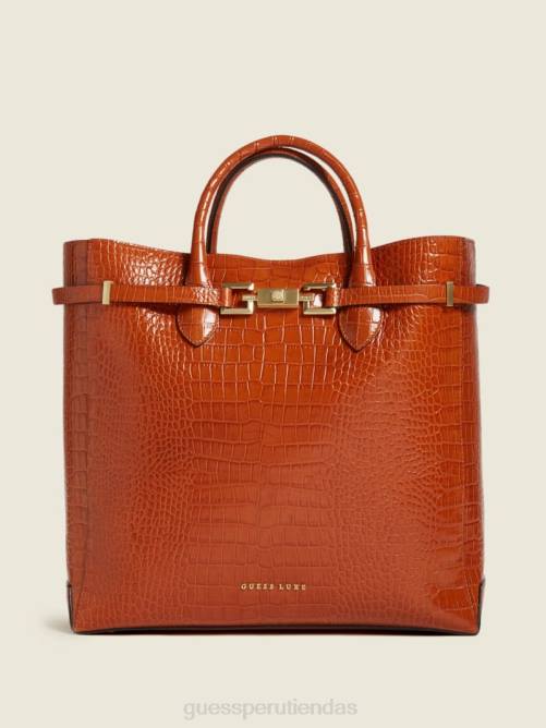 GUESS bolso tote cristina de piel de cocodrilo mujer 0P8X3084 coñac bolsas