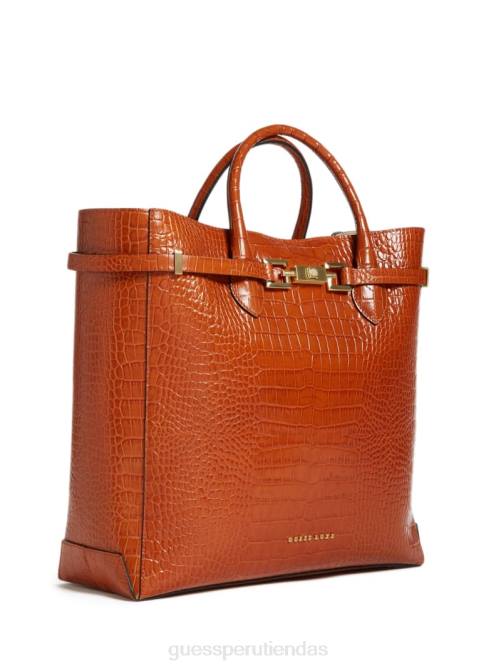 GUESS bolso tote cristina de piel de cocodrilo mujer 0P8X3084 coñac bolsas