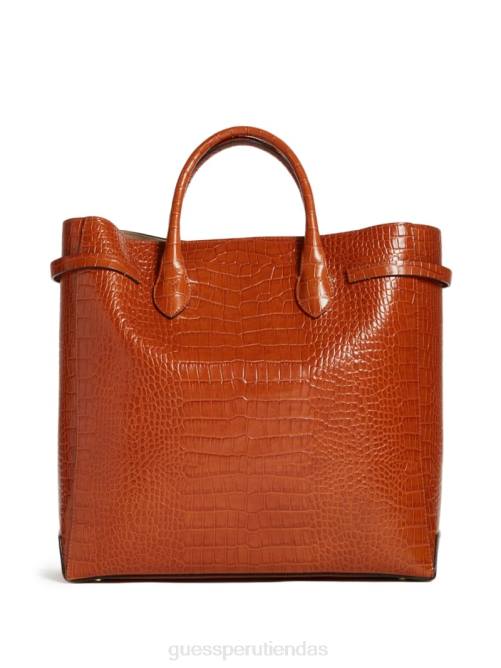 GUESS bolso tote cristina de piel de cocodrilo mujer 0P8X3084 coñac bolsas