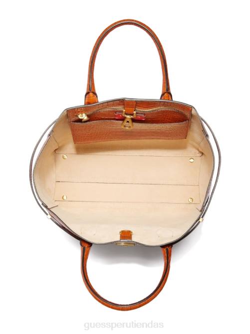 GUESS bolso tote cristina de piel de cocodrilo mujer 0P8X3084 coñac bolsas