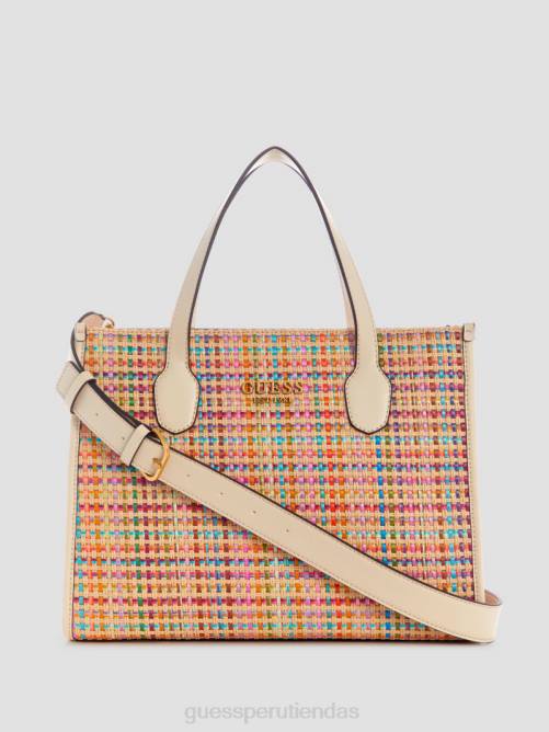 GUESS bolso tote de paja de colores silvana mujer 0P8X2950 blanco multicolor bolsas