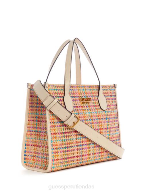 GUESS bolso tote de paja de colores silvana mujer 0P8X2950 blanco multicolor bolsas