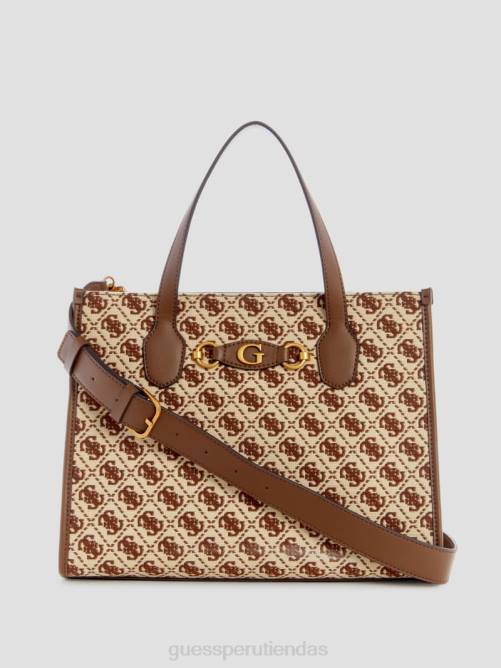 GUESS bolso tote izzy con logo en jacquard mujer 0P8X2782 marrón múltiple bolsas