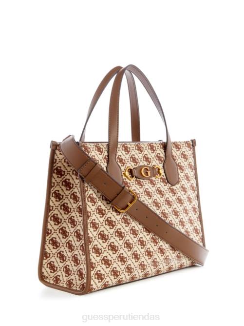 GUESS bolso tote izzy con logo en jacquard mujer 0P8X2782 marrón múltiple bolsas